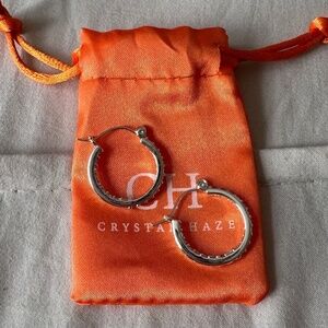 Crystal Haze Mini Serena Hoop Earrings Silver Plated Clear Cubic Zirconia